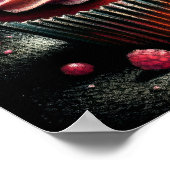 Pastell Zeichnend Erdbeere Cupcake Poster (Ecke)