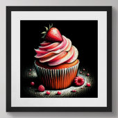 Pastell Zeichnend Erdbeere Cupcake Poster