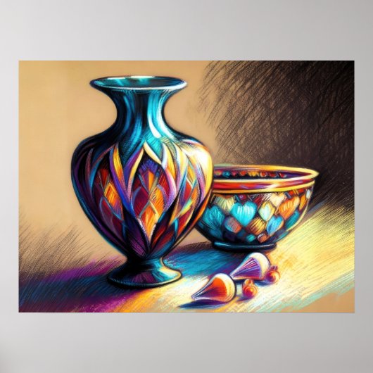 Pastell Zeichnend farbiges Glas Kunst Stücke Poster (Vorne)