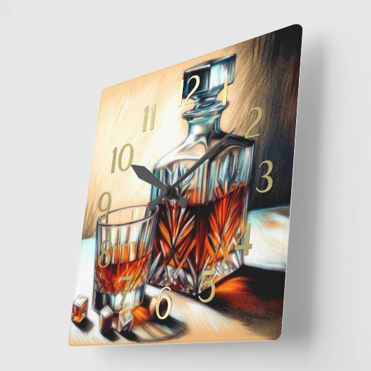 Pastell Zeichnend Glas Liquor Crystal Decanter Quadratische Wanduhr (Winkel)