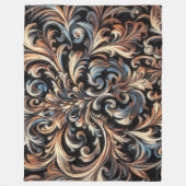 Pastell Zeichnend Gold Blue Damask Fleecedecke (Vorderseite)