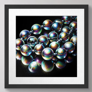 Pastell Zeichnend Iridescent Beads auf schwarz Poster