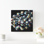 Pastell Zeichnend Iridescent Beads auf schwarz Quadratische Wanduhr (Zuhause)