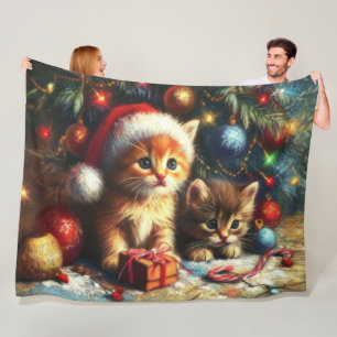 Pastell Zeichnend Kittens Weihnachten Fleecedecke