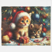 Pastell Zeichnend Kittens Weihnachten Fleecedecke (Vorderseite (Horizontal))
