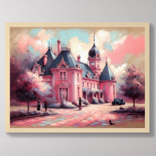 Pastell Zeichnend Pink Fantasy Mansion Dream House Poster