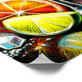 Pastell Zeichnend rosa Cocktail Zitrusfrüchte Gewü Poster (Ecke)