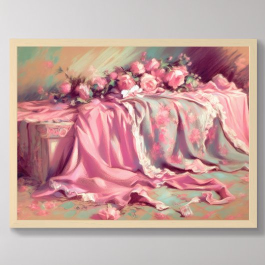 Pastell Zeichnend rosa Stoffe und Rose Poster