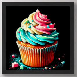 Pastell Zeichnend Tri Color Zuckerguss Cupcake Poster