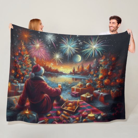 Pastell Zeichnend Weihnachtsfeiertag Santa Fleecedecke (Beispiel)