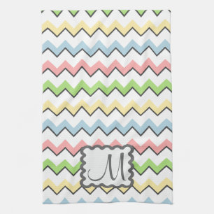 Pastell Zickzack mit Monogram von Shirley Taylor Geschirrtuch