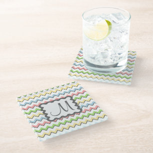Pastell Zickzack mit Monogram von Shirley Taylor Glasuntersetzer