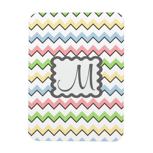 Pastell Zickzack mit Monogram von Shirley Taylor Magnet (Vertikal)