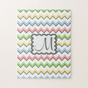 Pastell Zickzack mit Monogram von Shirley Taylor Puzzle