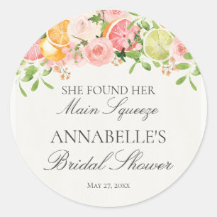 Pastell-Zitrus-Blüten Haupt-Squeeze-Braut-Party Runder Aufkleber