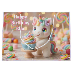 Pastell-Zucker-Einhorn mit Regenbogen-Cupcake Große Geschenktüte