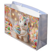 Pastell-Zucker-Einhorn mit Regenbogen-Cupcake Große Geschenktüte (Rückseite Schrägansicht)