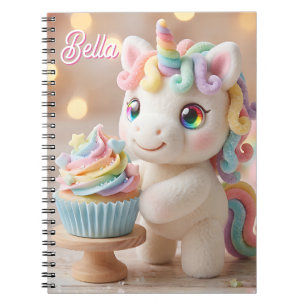Pastell-Zucker-Einhorn mit Regenbogen-Cupcake Notizblock