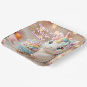 Pastell-Zucker-Einhorn mit Regenbogen-Cupcake Pappteller (Gewinkelt)