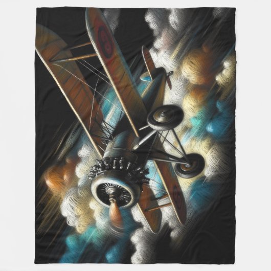 Pastellantiker Flugzeug-Flugzeug Fleecedecke (Vorderseite)