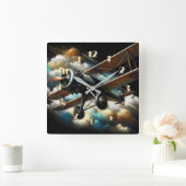 Pastellantiker Flugzeug-Flugzeug Quadratische Wanduhr (Zuhause)