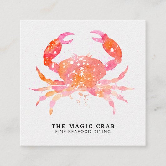 *~* PastellAquarell-Krabben-feines Speisen durch Quadratische Visitenkarte (Vorderseite)