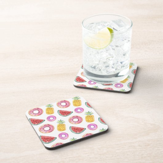 PastellAquarell-Pool-Floss-Muster Getränkeuntersetzer (Rechte Seite)