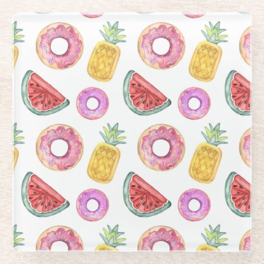 PastellAquarell-Pool-Floss-Muster Glasuntersetzer (Vorderseite)