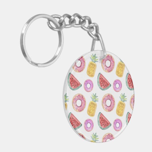 PastellAquarell-Pool-Floss-Muster Schlüsselanhänger (Vorderseite links)