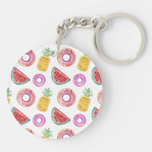 PastellAquarell-Pool-Floss-Muster Schlüsselanhänger (Rückseite)
