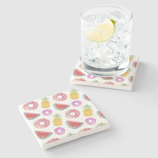 PastellAquarell-Pool-Floss-Muster Steinuntersetzer (Seitenansicht)