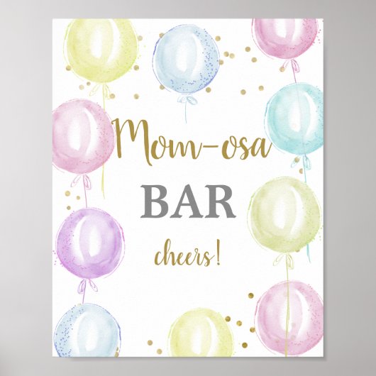 Pastellballons Kinderdusche Momosa Bar signa Poster (Vorne)