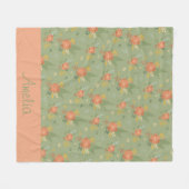 Pastellbeige grüne Minze Blumengestelle Fleecedecke (Vorderseite (Horizontal))
