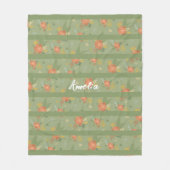 Pastellbeige grüne Minze Blumengestelle Fleecedecke (Vorderseite)