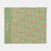 Pastellbeige grüne Minze Blumengestelle Fleecedecke (Vorderseite (Horizontal))