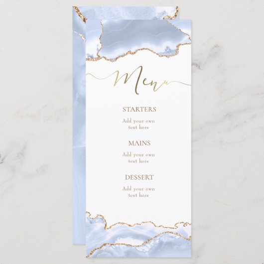 Pastellblau-Agarve-Menü Menükarte (Vorne/Hinten)