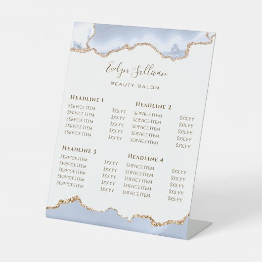 Pastellblau Agate Beauty Salon Sockelschild (Vorderseite)