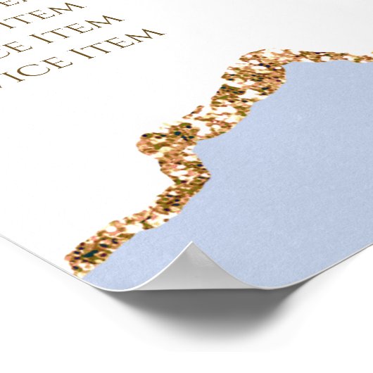 Pastellblau Agate Preisliste Poster (Ecke)