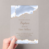 Pastellblau agate Taufe Acryleinladungen (Insitu (Handheld))