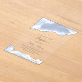 Pastellblau agate Taufe Acryleinladungen (Ablage )