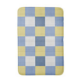 Pastellblau Aquamarin-gelb-weißes, kariertes Muste Badematte (Vorderseite Vertikal)
