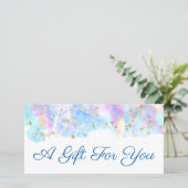 Pastellblau Aquarell Glitzer Geschenkgutschein (Stehend Vorderseite)