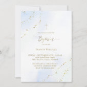 Pastellblau Aquarell Taufe Einladung (Vorderseite)