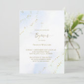 Pastellblau Aquarell Taufe Einladung (Stehend Vorderseite)