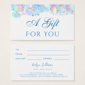 Pastellblau Aquarellfarben Glitzer Geschenkkarte (Vorne & Hinten)