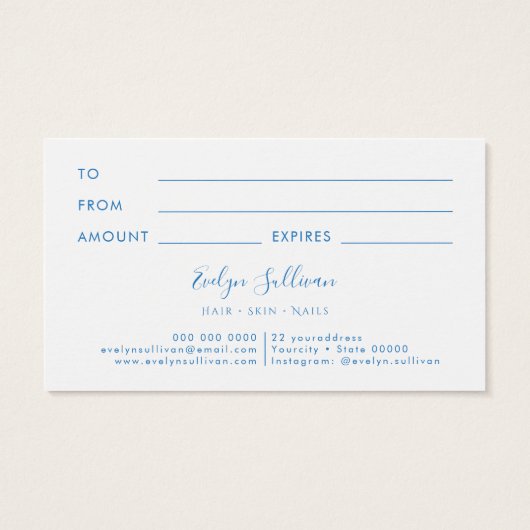 Pastellblau Aquarellfarben Glitzer Geschenkkarte (Rückseite)