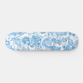 Pastellblau Aquarellfarben, moderne Blume bemalt Skateboard (Horizontal)