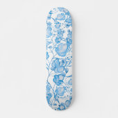 Pastellblau Aquarellfarben, moderne Blume bemalt Skateboard (Vorne)