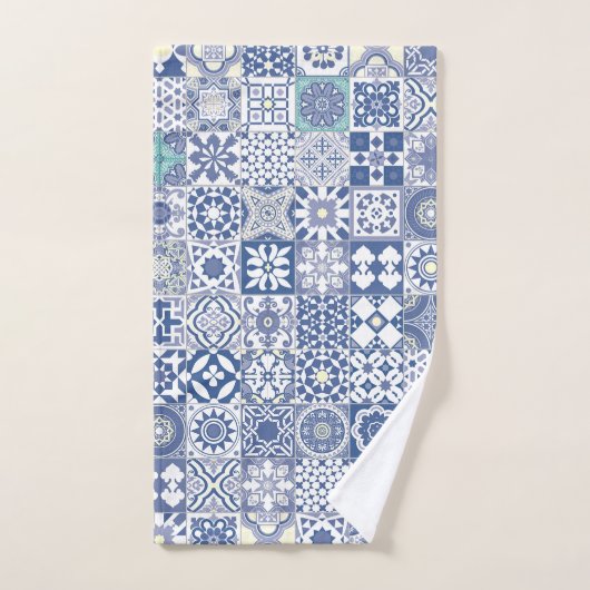 Pastellblau aus marokkanischem Kachel Badhandtuch Set (Handtuch)