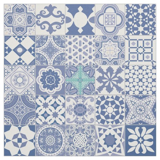 Pastellblau aus marokkanischem Kachel Stoff (Muster)